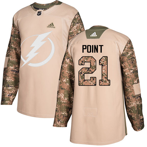 Adidas Lightning #21 Brayden Point Camo Authentic Veterans Day Stitched NHL Jersey